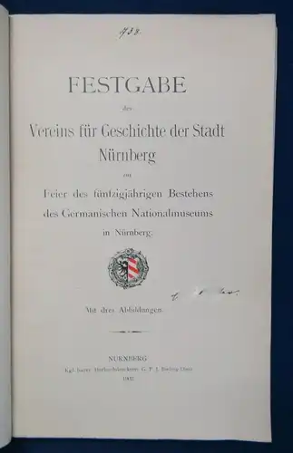 Festgabe des Vereins für Geschichte der Stadt Nürnberg 1902 Ortskunde js