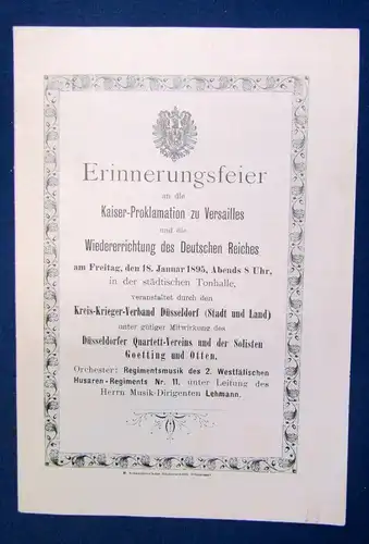 Erinnerungsfeier an die Kaiser-Proklamation zu Versailles o.J. Oper Dichtung js