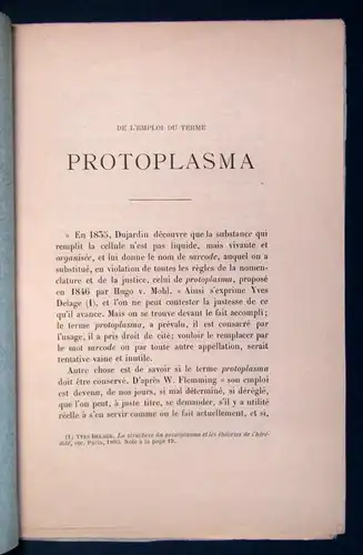 De L'Emploi Du Therme Protoplasma par Le Dr. van Bambeke 1896 Wissen  js