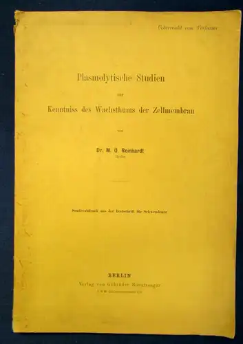 Reinhardt Plasmolytische Studien v. Kenntniss d. Wachsthums Zellmembran 1899 js