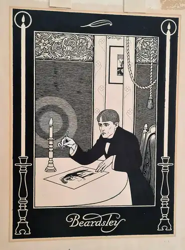 Carl S. Junge - Beardsley am Zeichen - Feder und weiße Gouache auf Karton sf