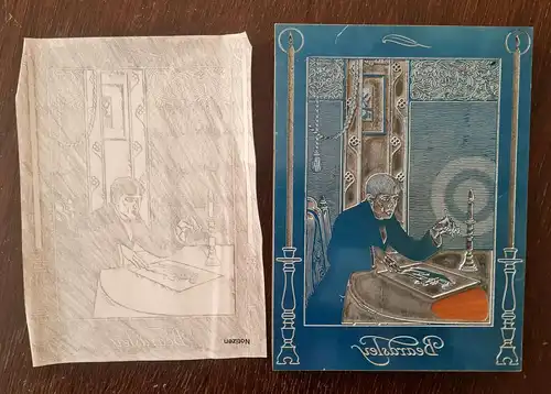 Carl S. Junge - Beardsley am Zeichen - Feder und weiße Gouache auf Karton sf