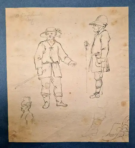 Chodowiecki Feder über Graphitstift auf Papier "Studienblatt mit Wanderer" sf