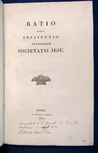 Ratio Atque Institutio Studiorum Societatis Jesu 1832 Christenlehre Glaube js
