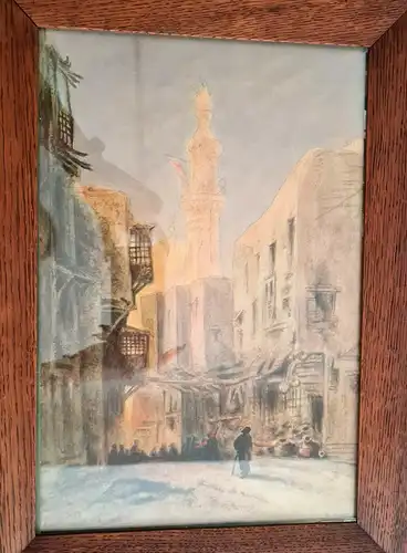 Aquarell und Feder über Graphitstift auf Pappe von Hildebrandt "Cairo" 1860 sf