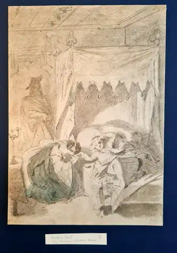 Aquarell über Graphitstift auf Papier von Gustav Dore "Theaterliche Szene" sf