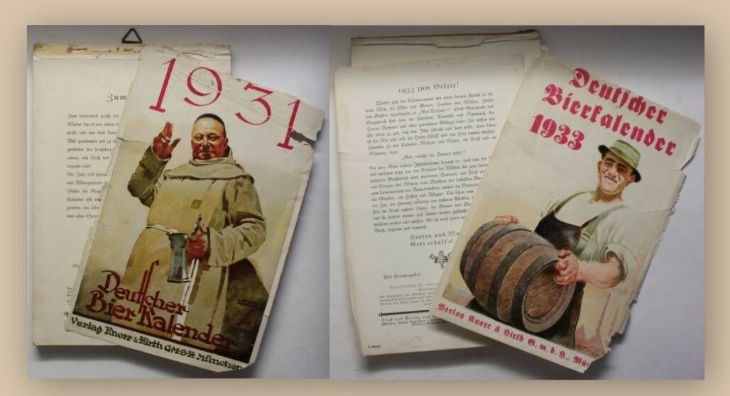 2x Deutscher Bierkalender 1931 und 1933 Brauer Mälzer alte