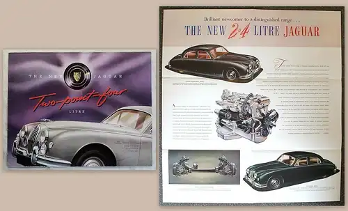 Werbeprospekt Plakat Jaguar 2.4 Litre Saloon Automobil Sportwagen 1955 xz