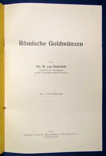 Bahrfeldt Römische Goldmünzen Tafel 374 1931 Wissen Studium Münzen js