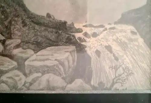Künstler des 19. Jhd Silberstift auf Karton "Kaskaden im Gebirge" um 1850 sf