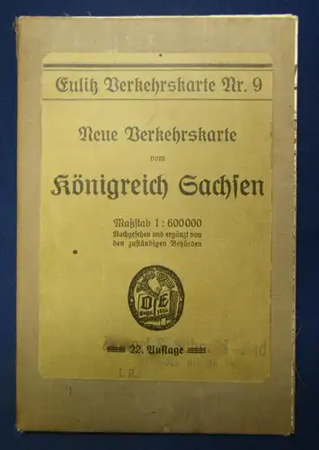 Eulitz Verkehrskarte Nr.9 Verkehrskarte Königreich Sachsen Maßstab um 1910  js