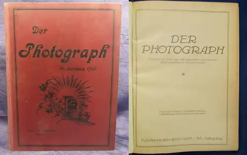 Der Photograph Fachblatt f. sämtliche Photographen u. Händler 1926 36.Jahrg. js