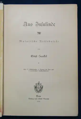 Haeckel aus Insulinde Malayische Reisebriefe Literatur Abbildungen 1901 js