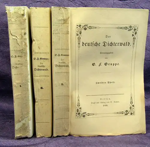 Gruppe Der deutsche Dichterwald 3 Teile alles komplett 1849 Literatur Lyrik js