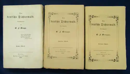 Gruppe Der deutsche Dichterwald 3 Teile alles komplett 1849 Literatur Lyrik js