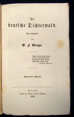 Gruppe Der deutsche Dichterwald 3 Teile alles komplett 1849 Literatur Lyrik js