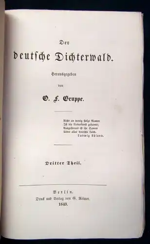 Gruppe Der deutsche Dichterwald 3 Teile alles komplett 1849 Literatur Lyrik js