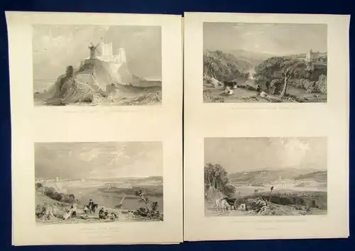 Sammlung 8 Stahlstiche auf 4 Tafeln um 1850 Kunst Künstler Landschaften js