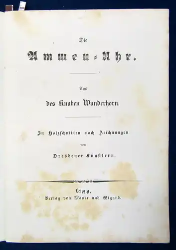 Die Ammen- Uhr aus des Knaben Wunderhorn o.J. 1843 selten Holzschnitte js