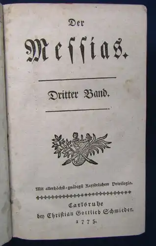 Der Messias 4 Bände in 2 komplett alles 1775 Christentum Glaube Gott js