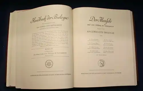 Bertalanffy Handbuch der Biologie, Allgemeine Biologie 1913 Band 1 & 7 js