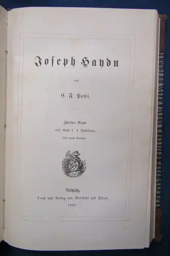 Pohl Joseph Haydn 2 Bände in 1 Buch 1878 Wissen Gesellschaft Komponist js