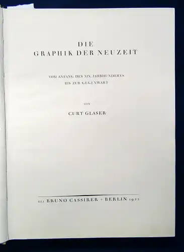 Die Graphik der Neuzeit vom Anfang des XIX.Jahrh. bis zur Gegenwart 1922 js