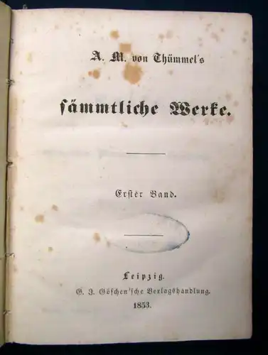 Thümmels Sämmtliche Werke 1-8 komplett in 4 Bde 1853 Belletristik Klassiker js