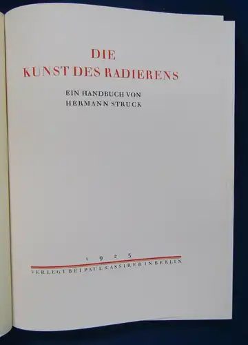 Struck Die Kunst des Radierens  1923 mit Original Radierung Max Liebermann js