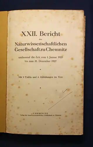 XXII: Bericht der Naturwissenschaftlichen Gesellschaft zu Chemnitz 1925-1927 js