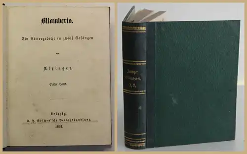 Alringer Bliomberis 1861 2 Bde in 1 Belletristik Literatur Rittergedich sf