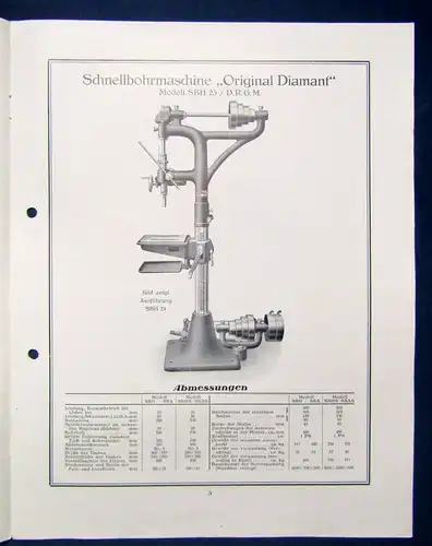 Or. Prospekt Diamant Schnellbohrmaschinen Richard Heinrich & Co. um 1920  js