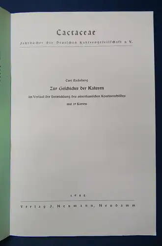 Cactaceae Jahrbücher der Deutschen Kakteengesellschaft E. V. 1942 2. Teil js