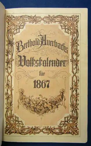 Bertholds Auerbach Volks-Kalender 1867 Beiträge von Pritzel u.a. illustriert js