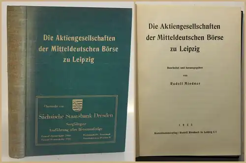 Mindner Die Aktiengesellschaft der Mitteldeutschen Börse zu Leipzig 1935 sf