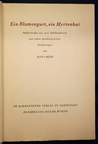 Meid Ein Blumengurt, ein Myrtenhut 1939 1 von 500 Exemplaren Blockbuchbindung sf