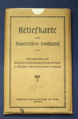 3 Relief Blätter, Reliefkarte vom Bayerischen Hochland um 1920 Ortskunde js