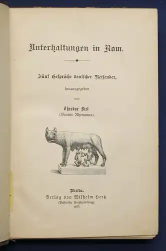 Birt Unterhaltungen in Rom 1895 Landeskunde Reise Geschichten Italien sf