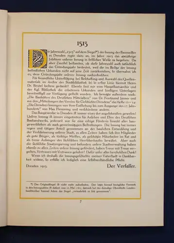 Festschrift Die Geschichte der Innung der Baumeister zu Dresden 1913 Handel js