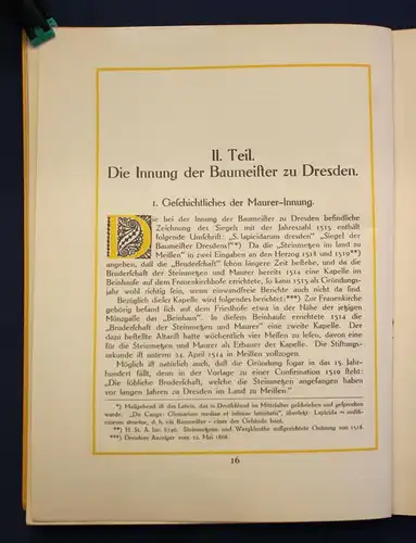 Festschrift Die Geschichte der Innung der Baumeister zu Dresden 1913 Handel js