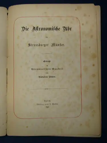 Binder Die astronomische Uhr 1871 L`Horloge Astronomique de Strassbourg selten j