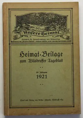 Unsere Heimat Beilage zum Wilsdruffer Tageblatt 1921 Sachsen Geschichte sf