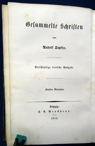 Töpffer Das Pfarrhaus 2 Bände in 1 Band vollständige deutsche Ausgabe 1852  js