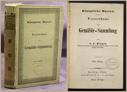 Waagen Königliche Museen Verzeichnis der Gemälde-Sammlung 1851 Kunst Kultur sf