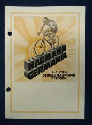 Orig. Prospekt Fahrrad/ Rennrad von Naumann Germania Dresden um 1920 sf