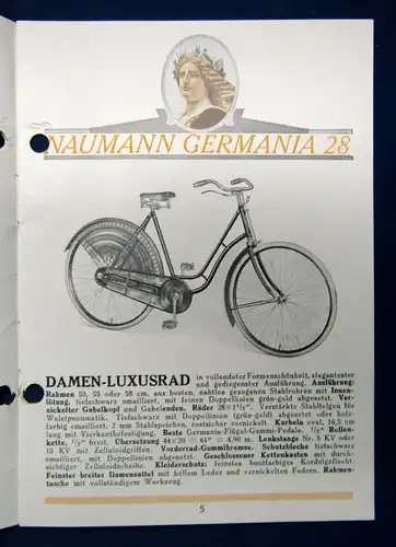 Orig. Prospekt Fahrrad/ Rennrad von Naumann Germania Dresden um 1920 sf