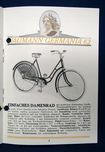 Orig. Prospekt Fahrrad/ Rennrad von Naumann Germania Dresden um 1920 sf