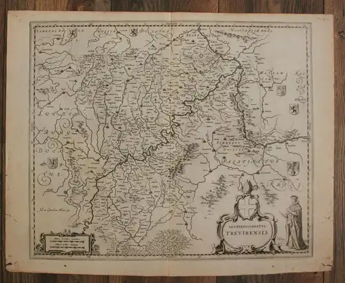 Orig. Kupferstichkarte "Archiepiscopatus Trevirensis" um 1650 Deutschland sf