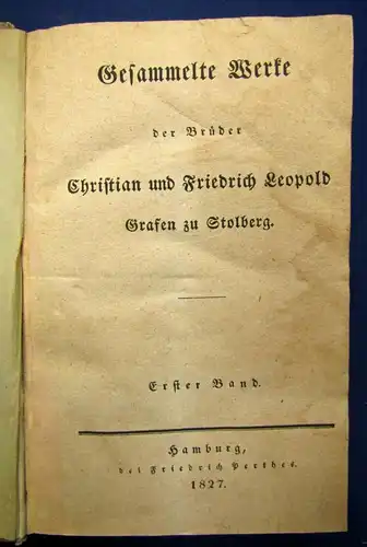 Gesammelte Werke der Brüder Christian u. Leopold Graf zu Stolberg 1827 20 Bde js