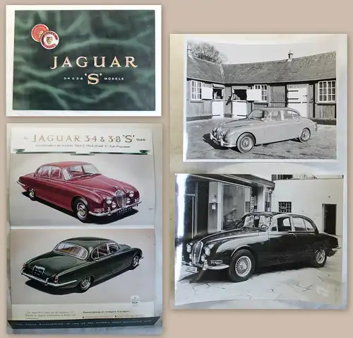 Werbeprospekt Broschüre Jaguar 3.4 & 3.8 S Models mit 2 Orig. Fotos um 1960 xz